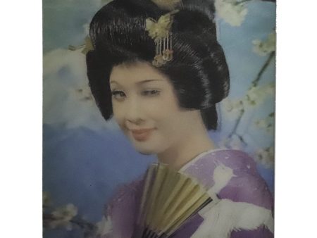 Geisha woman winking - Vintage 3D Lenticular Postcard Greeting Card Supply